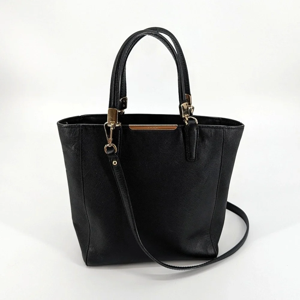 Coach Madison Saffiano Leather Mini North/South Tote Bag Black 1329-29001